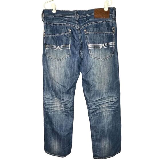 Buffalo David Bitton Men's Bootcut Blue Jeans Size 32 Slim Fit Dark Wash Denim - Picture 2 of 5